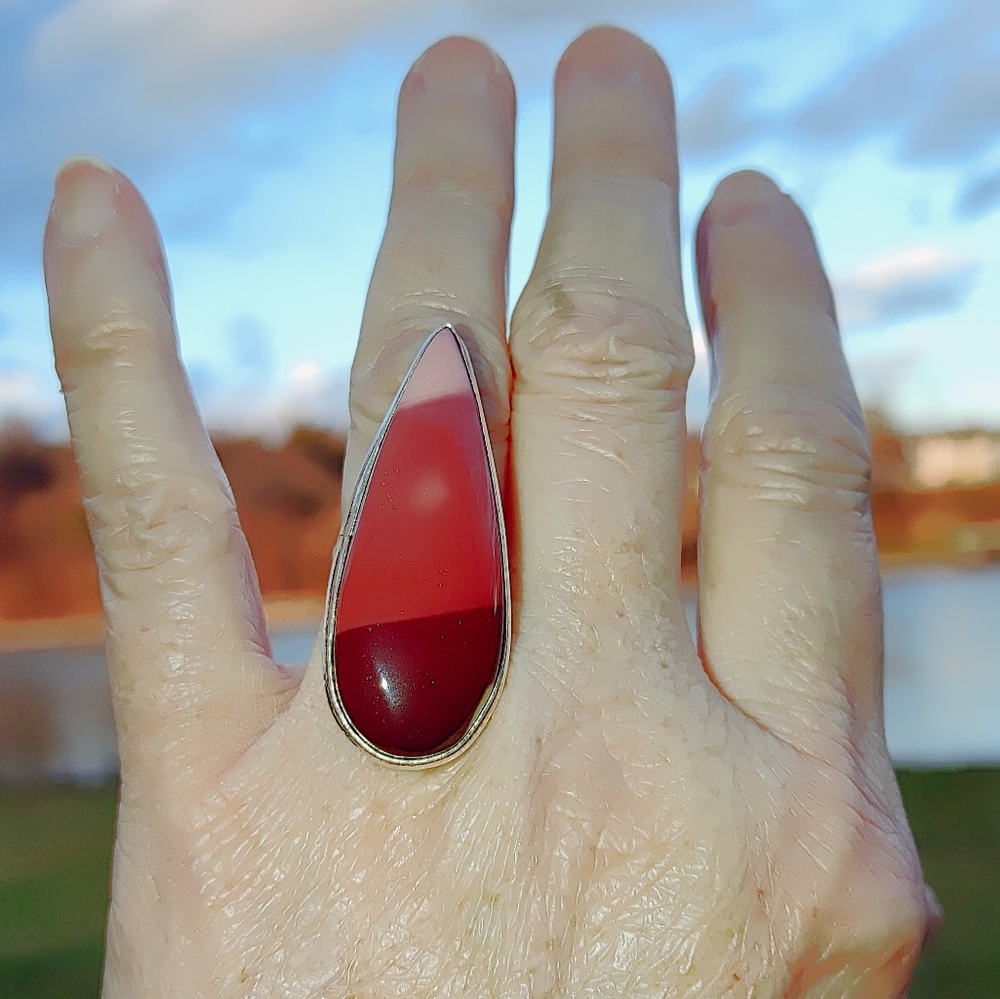 Mookaite Oversize Stone Ring in Sterling Silver (size 7)